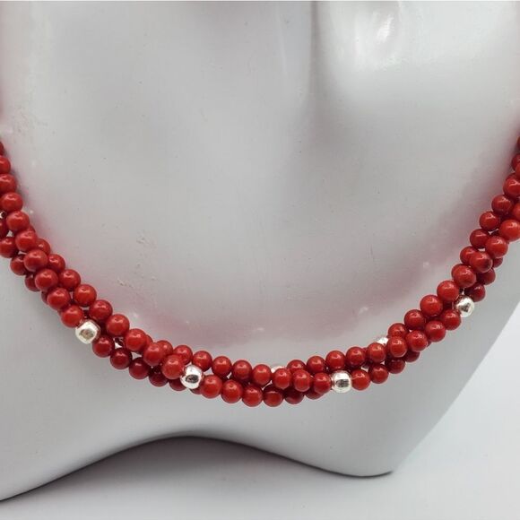 Crimson passion bead twist elegant estate necklace‎ N2208